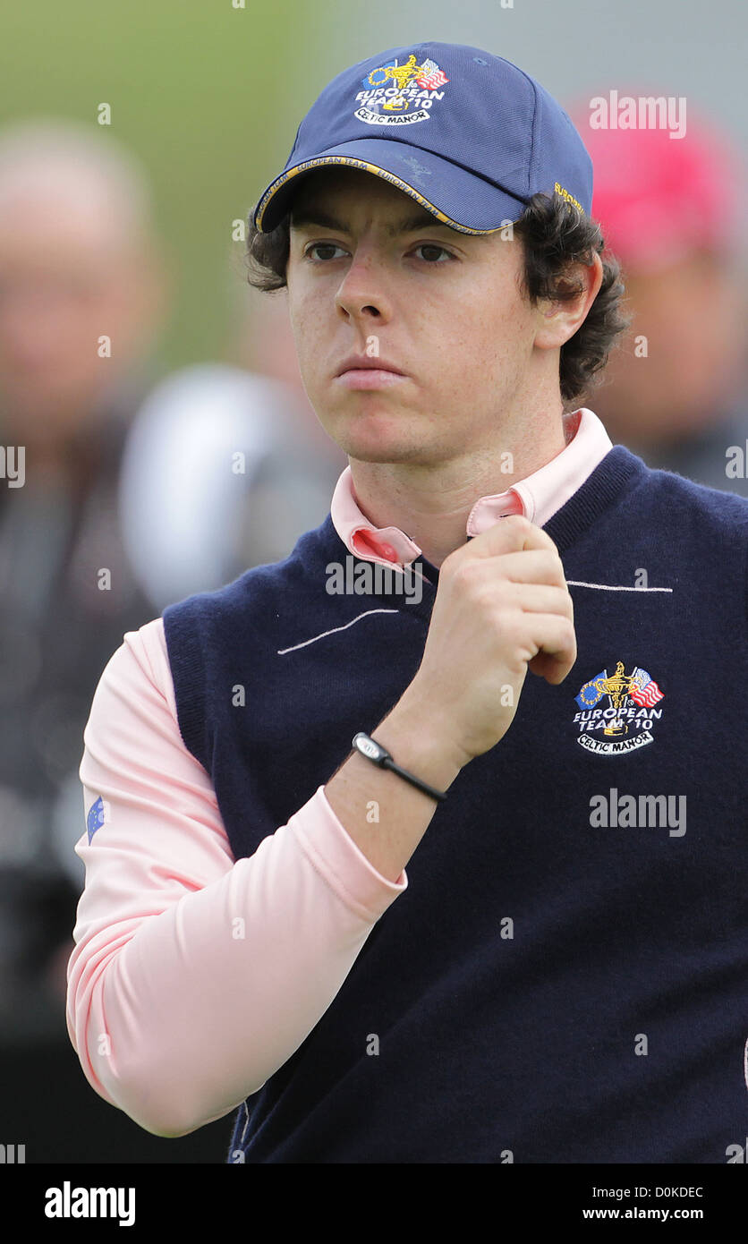 Rory McIlroy Ryder Cup 2010 im Celtic Manor Resort - Praxis Tag Newport, Wales - 30.09.10 statt Stockfoto