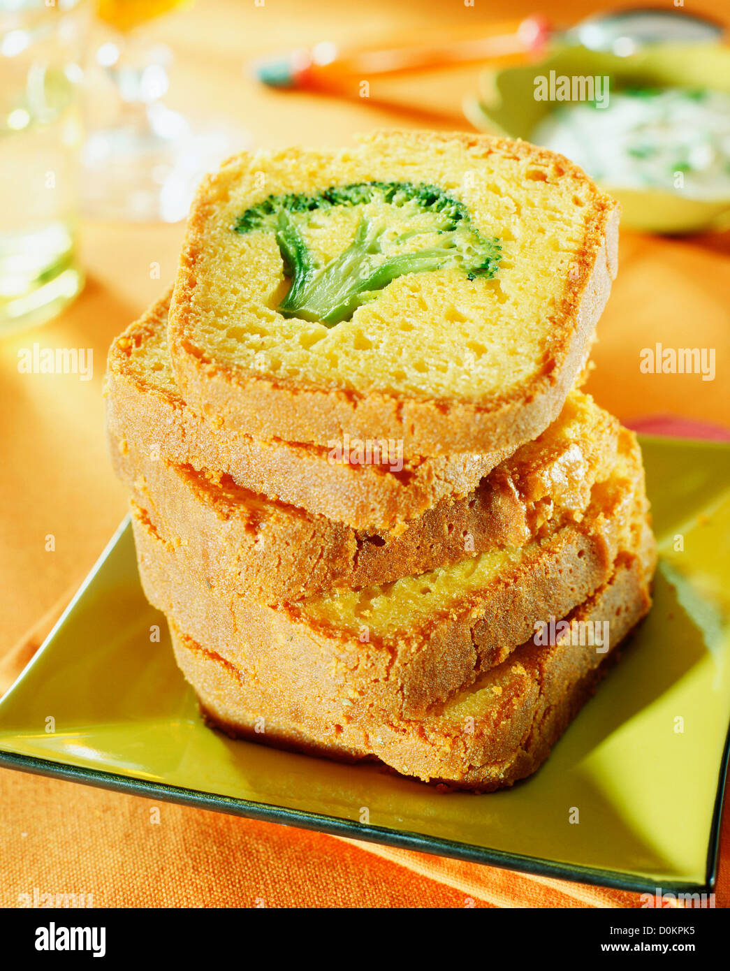 Kuchen mit Brokkoli Stockfoto