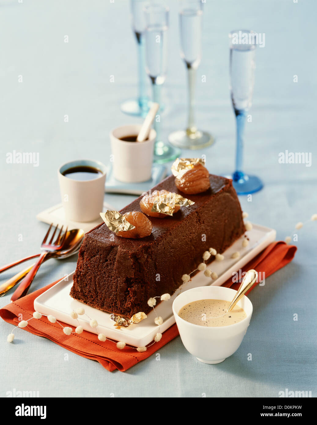 Schokolade-Kastanien-Kuchen Stockfoto