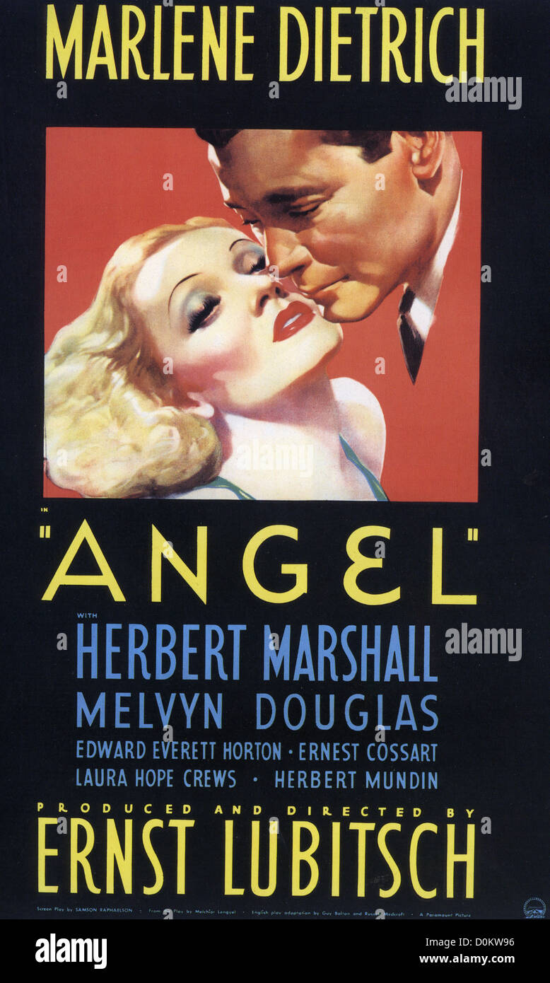 ANGEL Poster für Paramount Film 1937 mit Marlene Dietrich und Herbert Marshall Stockfoto