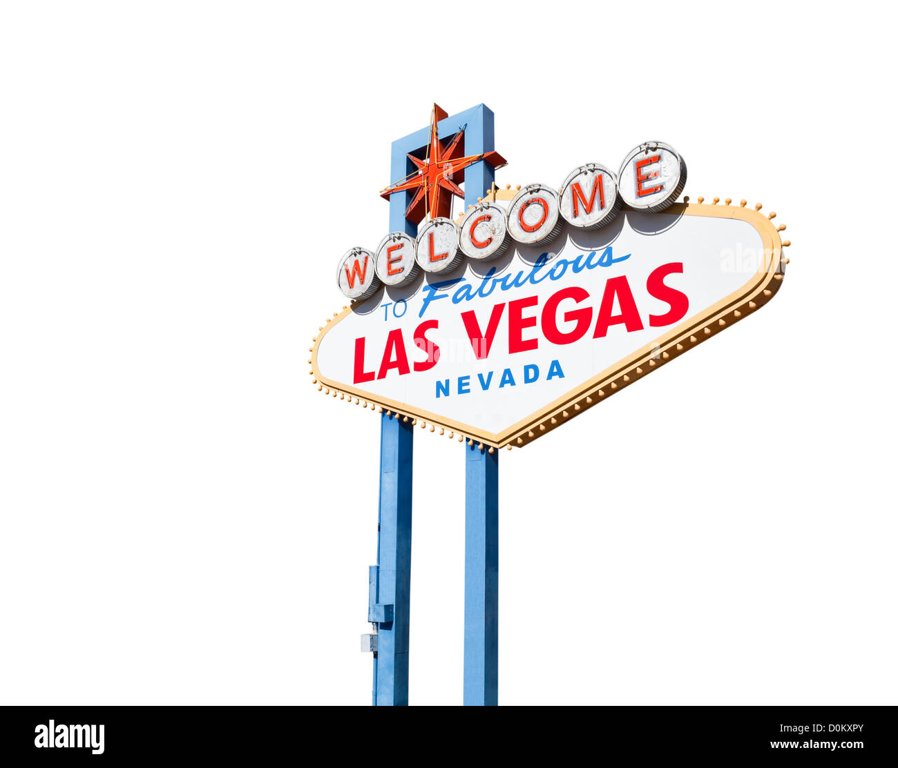 Willkommen Sie bei Fabulous Las Vegas Schild mit Beschneidungspfad isoliert. Stockfoto