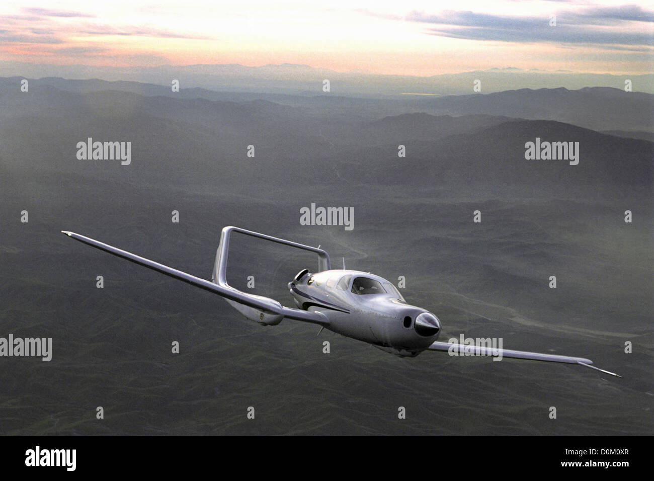 Testflug des Adam Aircraft M-309 Flugzeugs Stockfoto