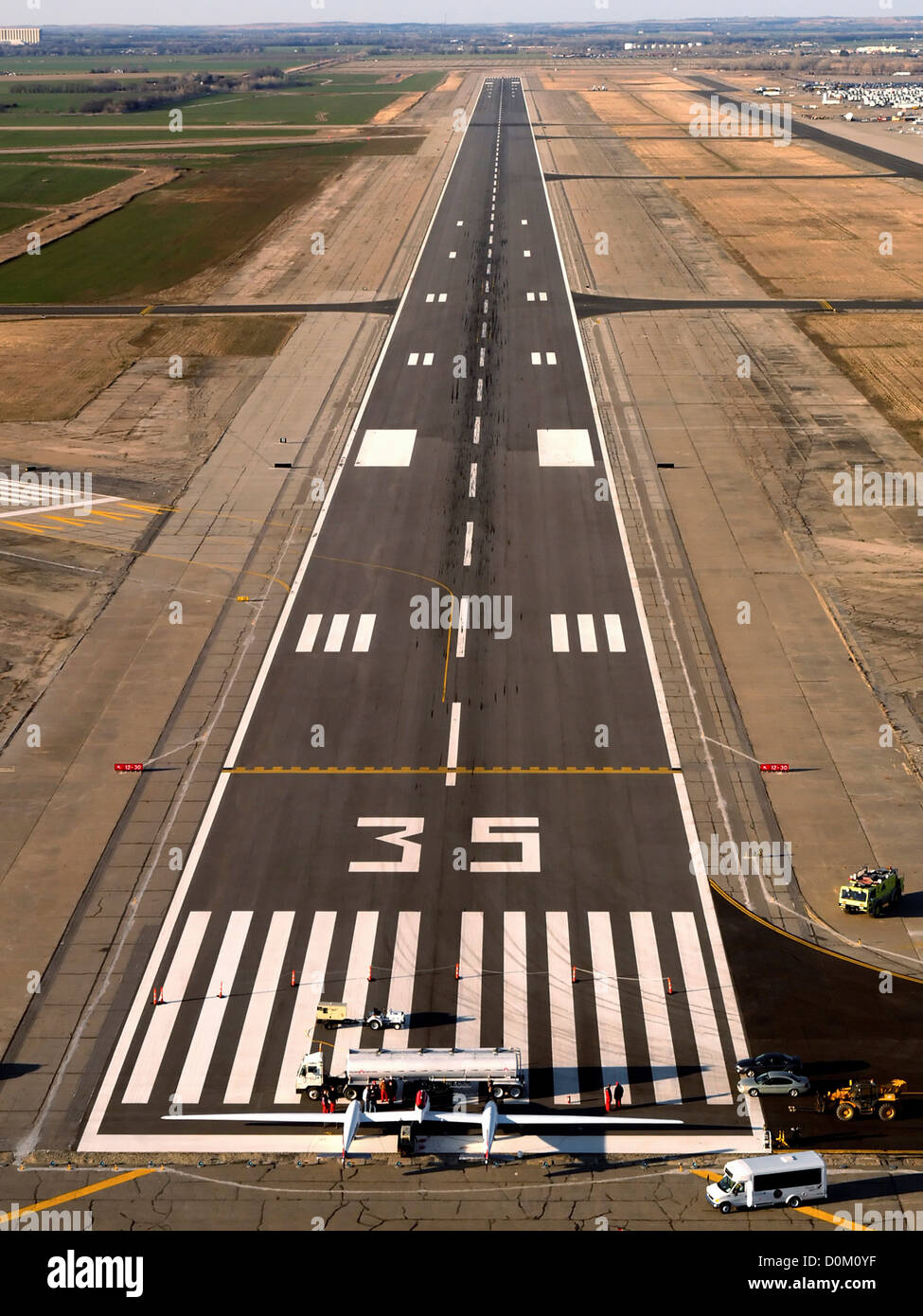 Die Global Flyer Flugzeuge betanken Stockfoto