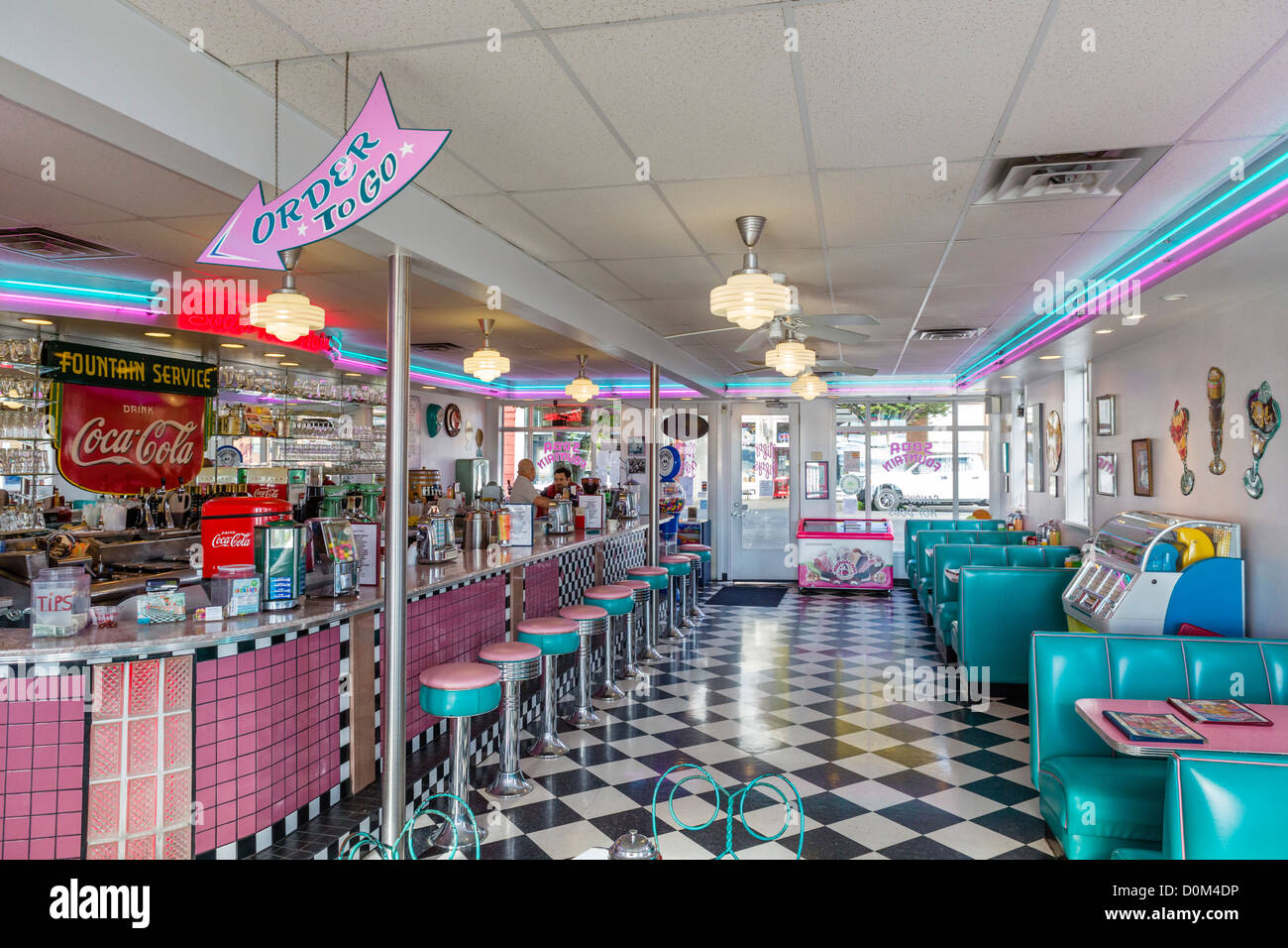 Raffinierte Fiftys Soda Fountain, Port Townsend, Olympische Halbinsel, Washington, USA Stockfoto