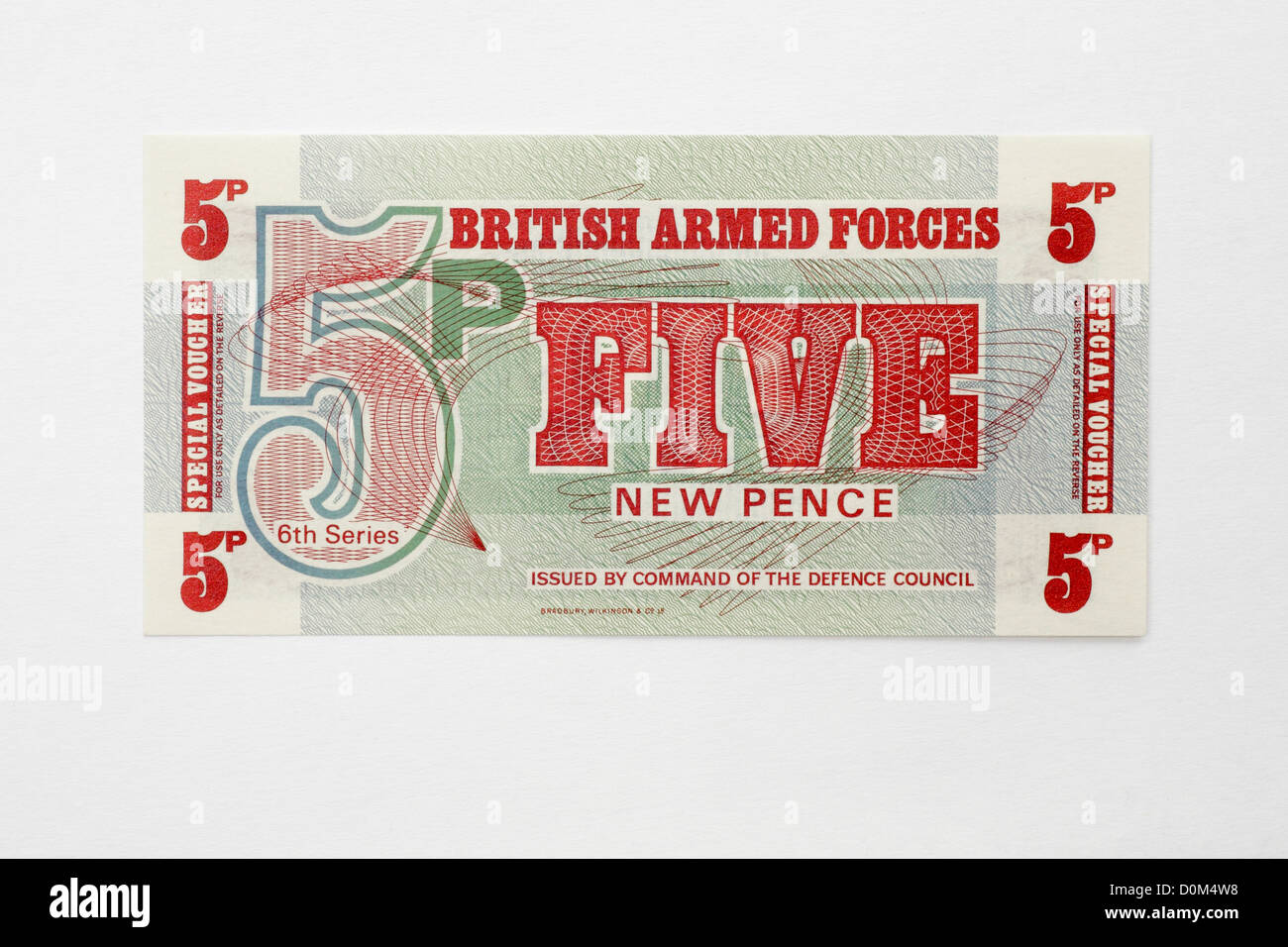 British Armed Forces token Geld Banknoten ausgegeben für die Verwendung in Naafi und andere Dienstleistungen Geschäfte. Stockfoto