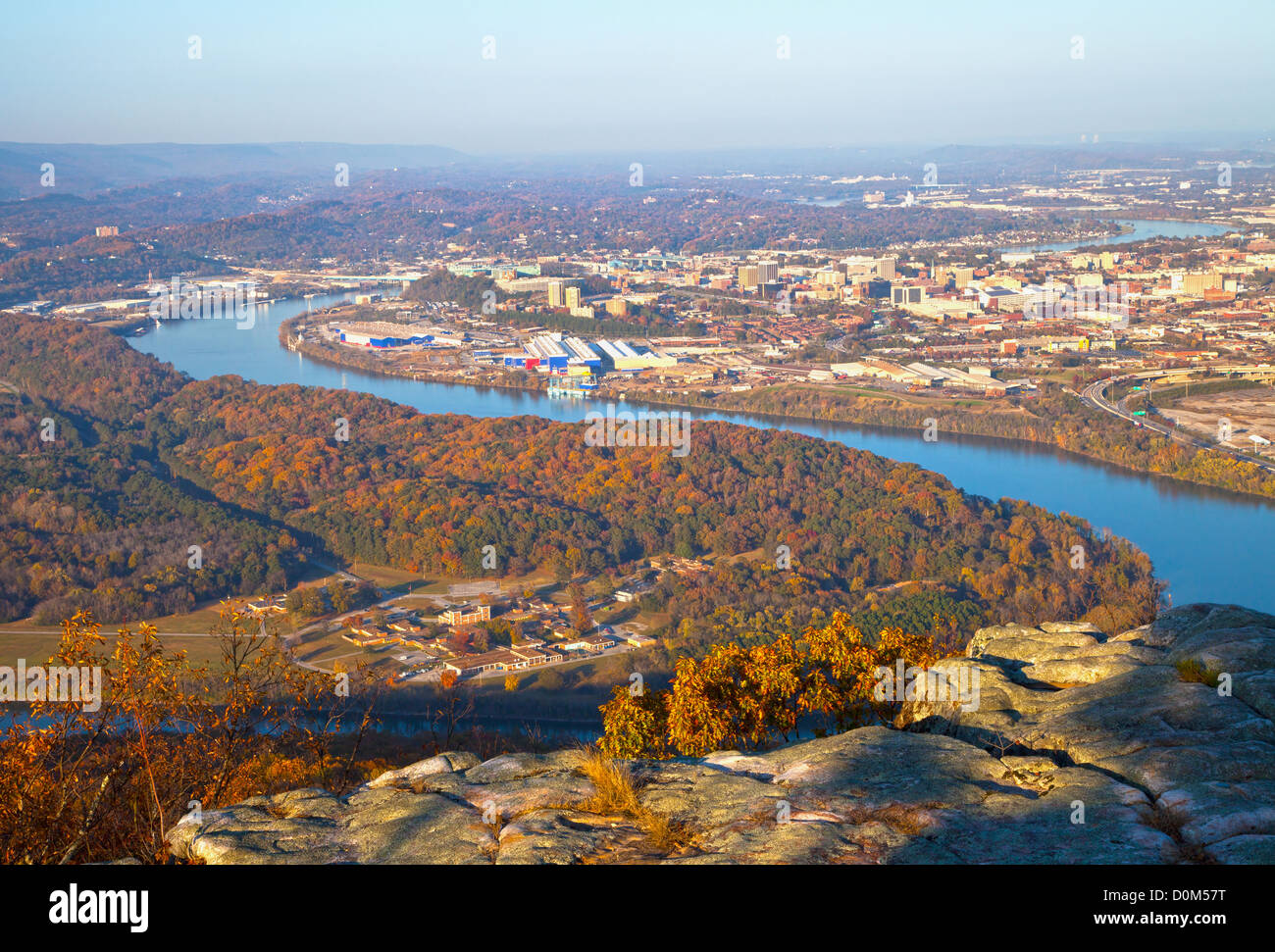 Ansicht von Chattanooga, Tennessee von Lookout Mountain Stockfoto