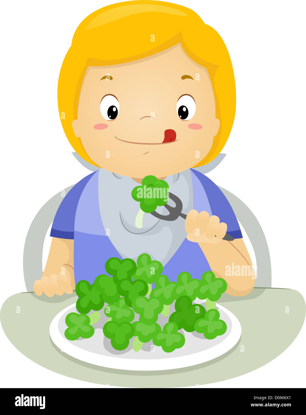 Abbildung eines jungen Brokkoli essen Stockfoto