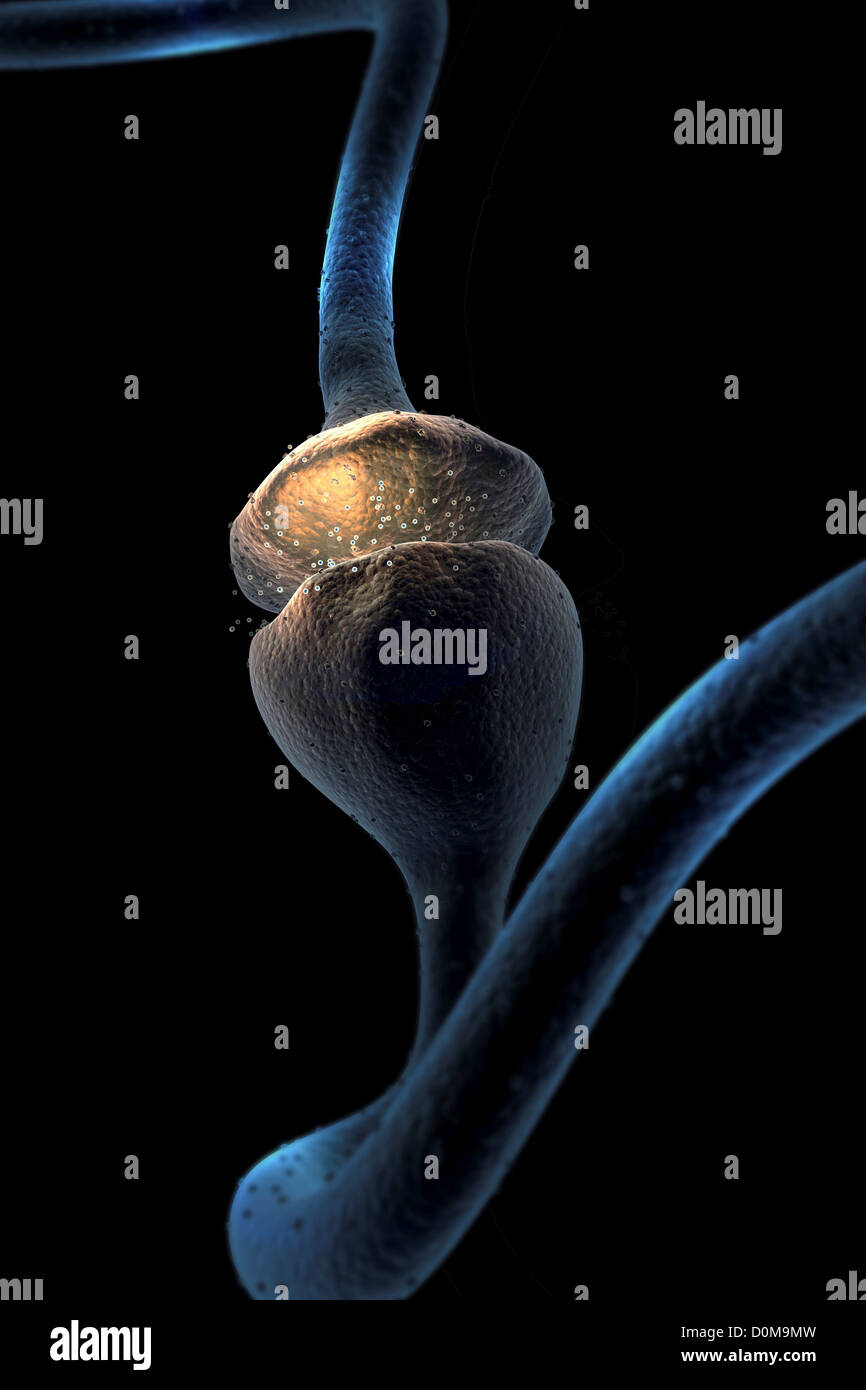 Mikroskopische gestylt Visualisierung einer Synapse. Stockfoto