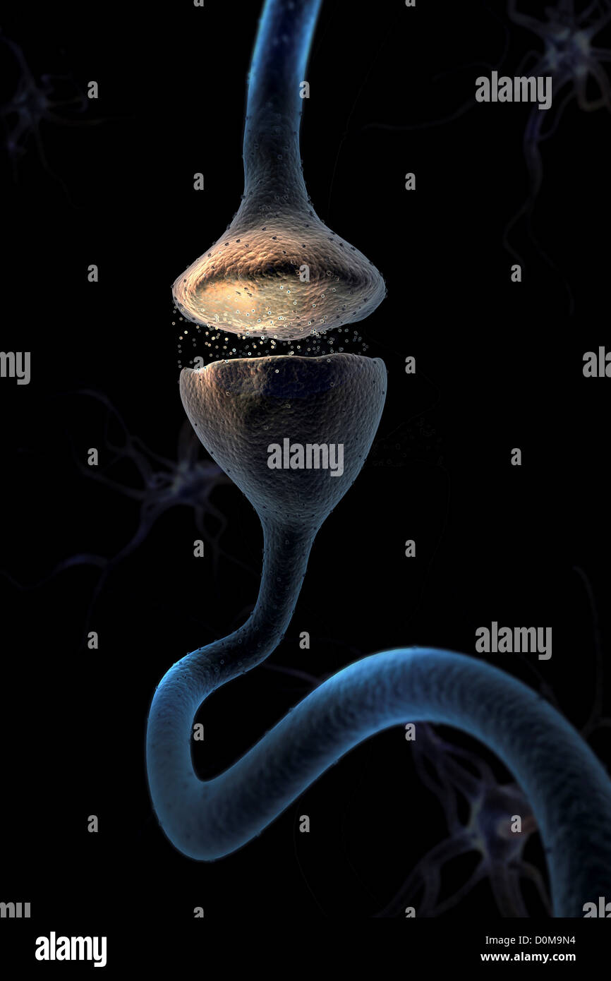 Mikroskopische gestylt Visualisierung einer Synapse. Stockfoto
