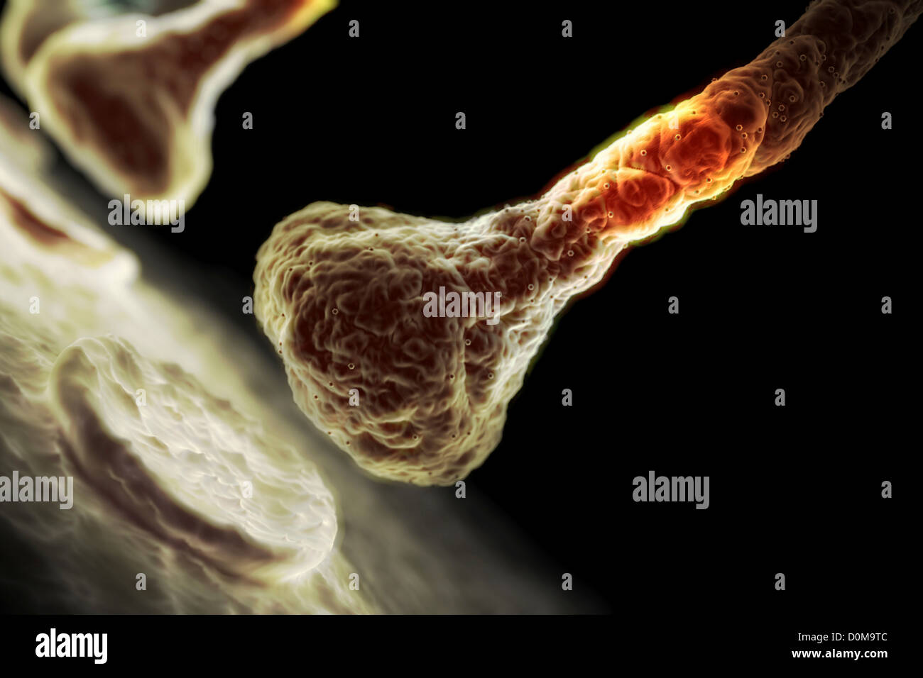 Mikroskopische gestylt Visualisierung einer Synapse. Stockfoto