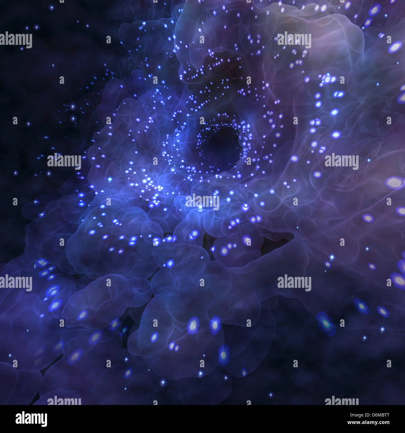 Ein schwarzes Loch im Weltall. Stockfoto