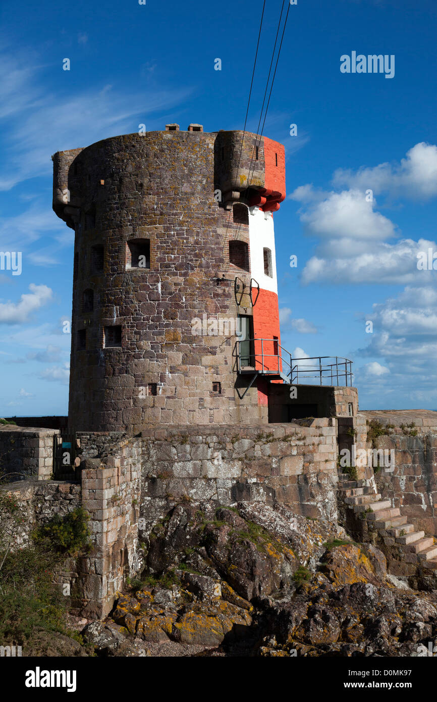 Archirondel Rundturm abgeschlossen im Jahre 1794, Le Havre de Fer, Ostküste Jersey, Kanalinseln, Großbritannien Stockfoto