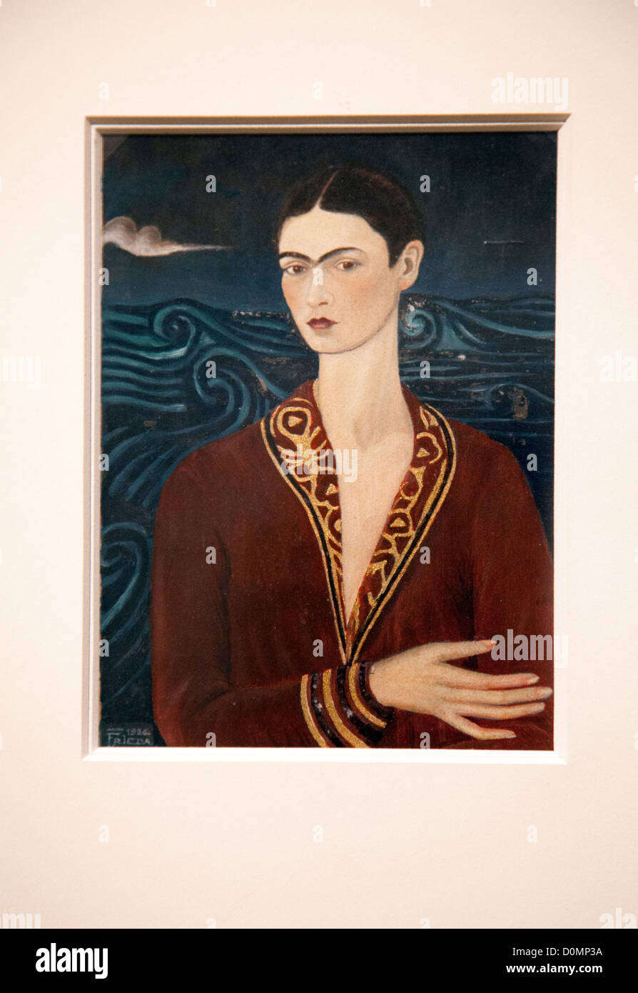 Malerei, "Selbstbildnis trägt ein Samtkleid", im Museo Frida Kahlo in Coyoacan in Mexiko-Stadt DF Stockfoto