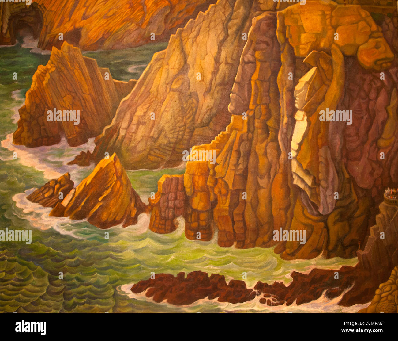 Malerei, "Landschaft" von Diego Rivera im Museo Frida Kahlo in Coyoacan in Mexiko-Stadt DF Stockfoto