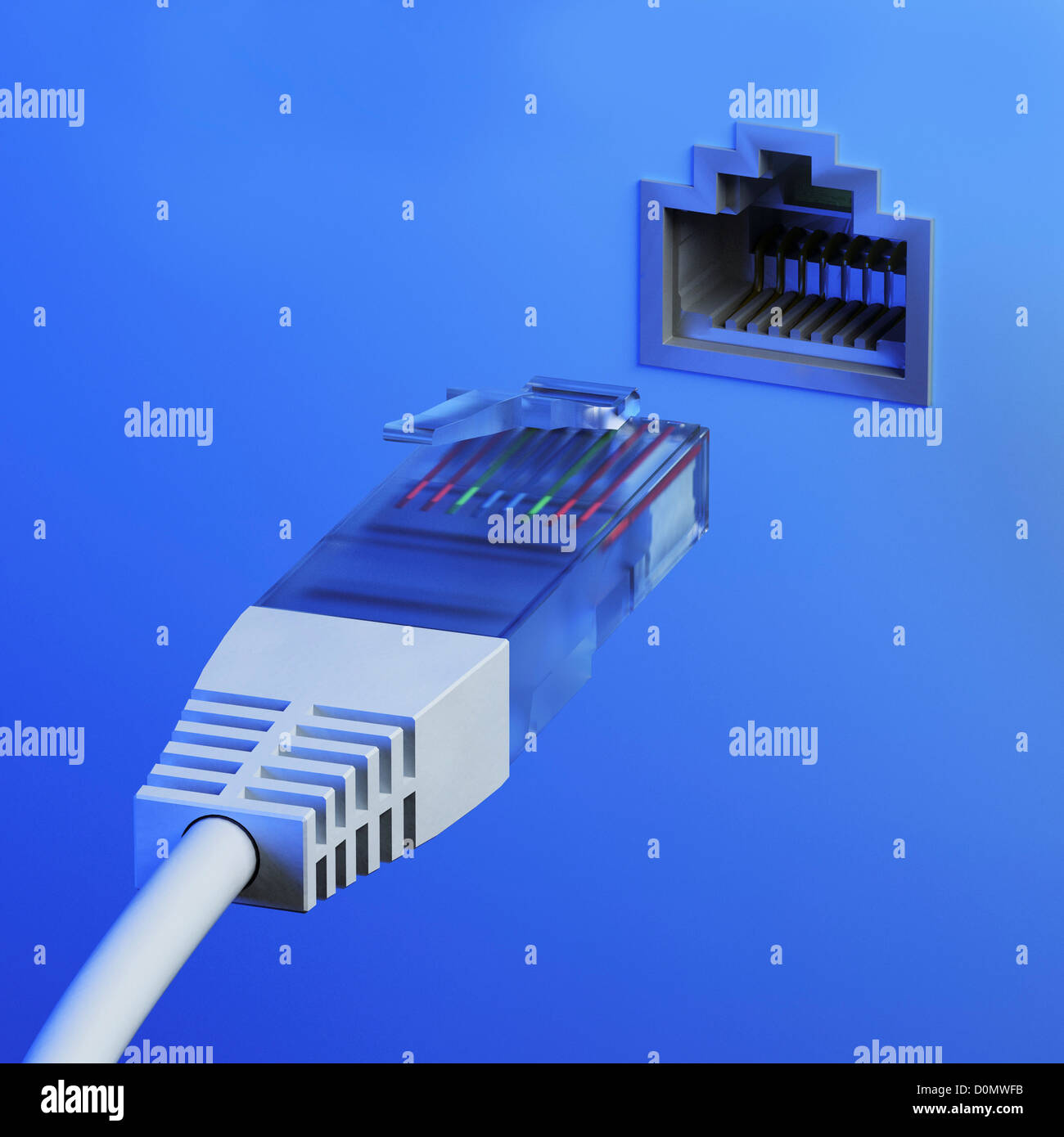 LAN-Kabel in eine Steckdose Stockfotografie - Alamy