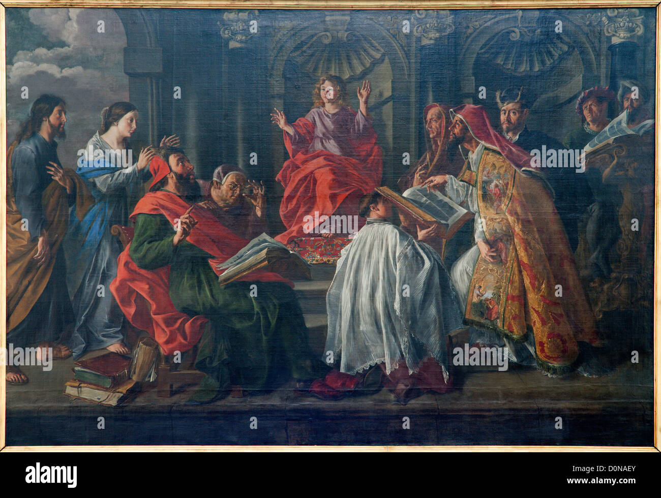 Brüssel - Juni 21: Farbe der Szene als Jesus Christus im Alter von 12 Jahren Unterricht im Tempel Stockfoto