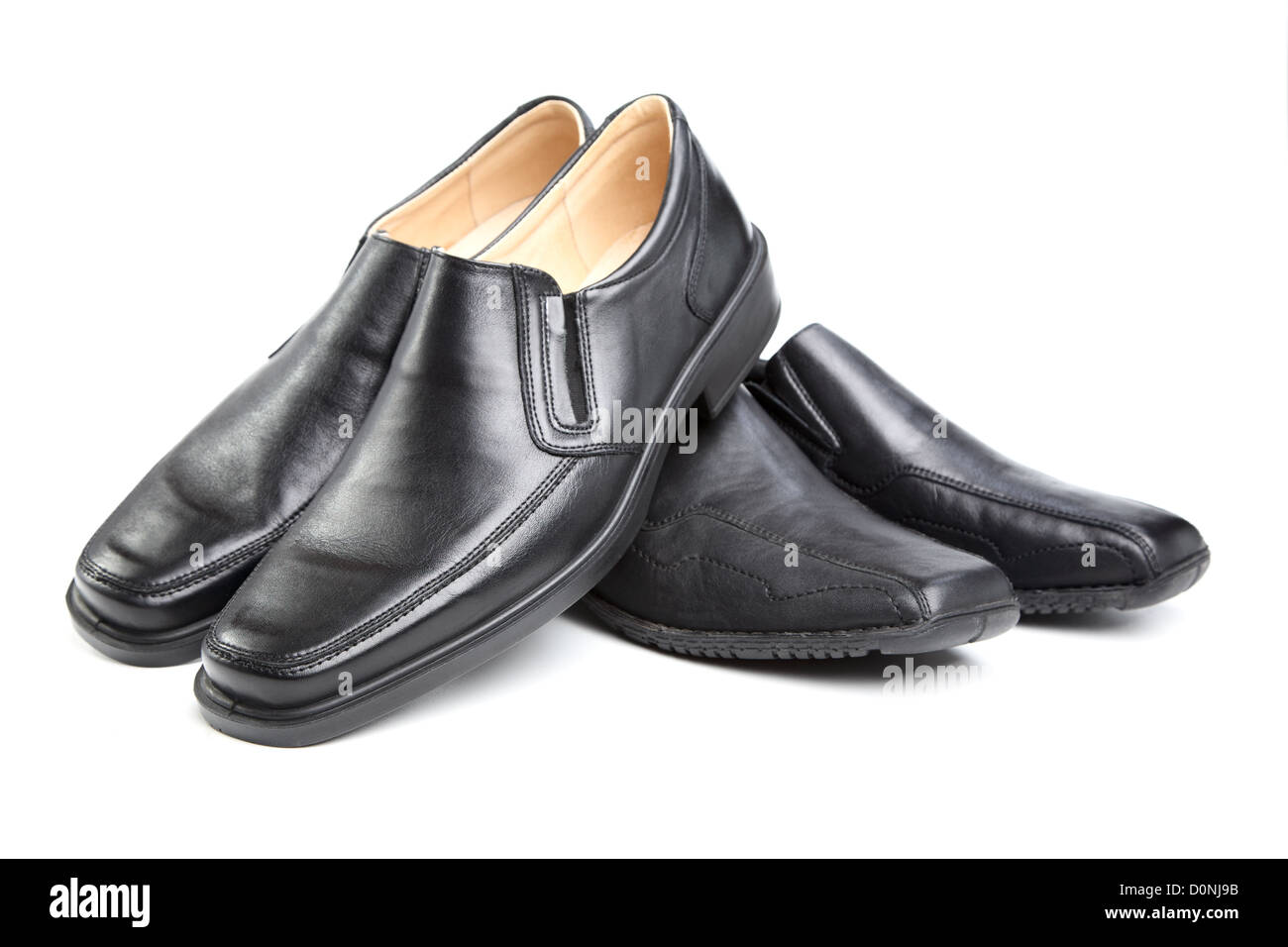 Zwei Paar schwarze Mannes einen Schuh Stockfoto