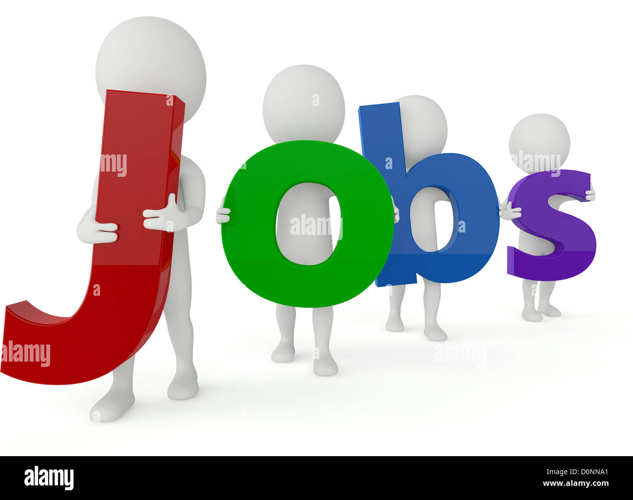 humanoide 3D-Charaktere halten eine Job-Letters Stockfoto