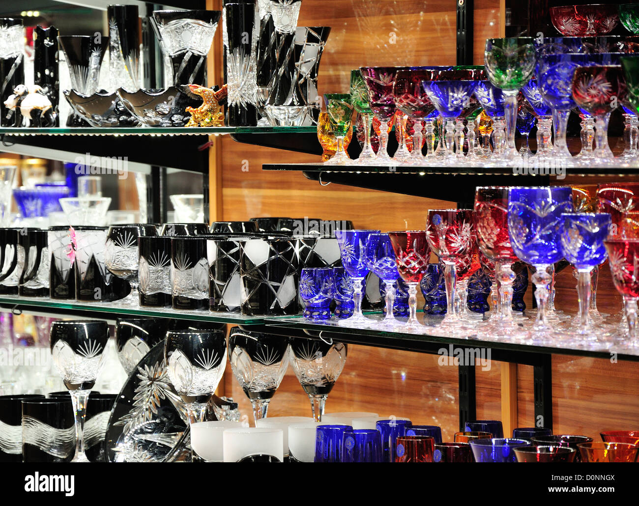 Prag, Tschechische Republik. Glas in einem Geschäft auf Karlova (Straße) Stockfoto