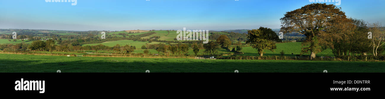 Panorama des Tamar Valley an der Devon/Cornwall Stockfoto