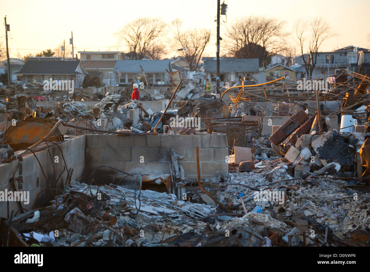 Breezy Point Queens Sandy Sturm Zerstörung Stockfoto