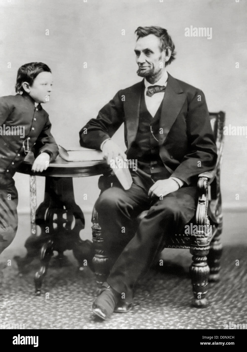 Abraham Lincoln und Sohn Tad Stockfoto