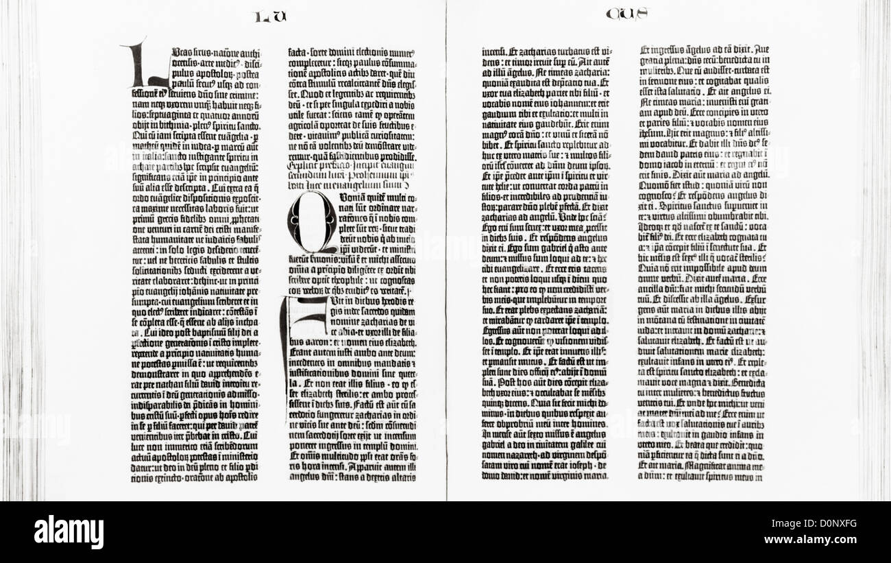 Seiten von Gutenberg-Bibel Stockfoto