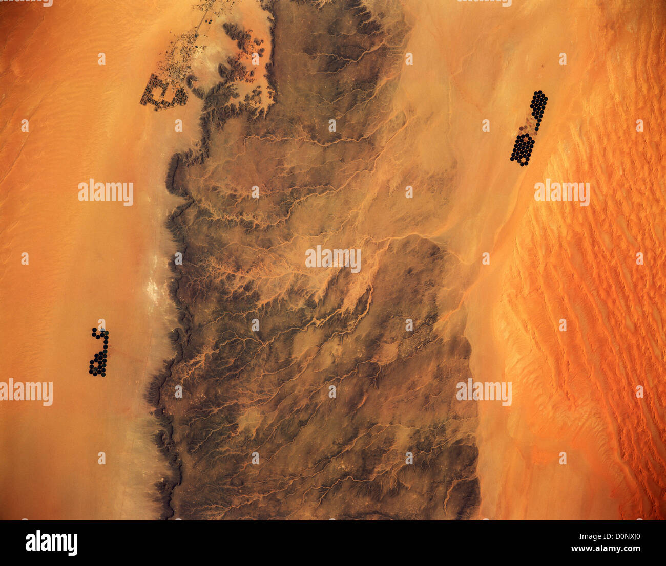 Libysche Wüste vom Space Shuttle Atlantis aus gesehen Stockfoto