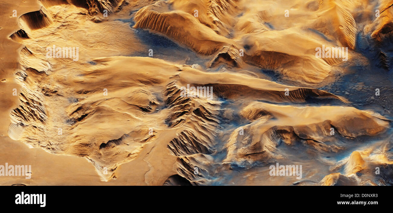 Schrägansicht mit Höhenmessung der Valles Marineris, Mars, von Viking Orbiter Stockfoto