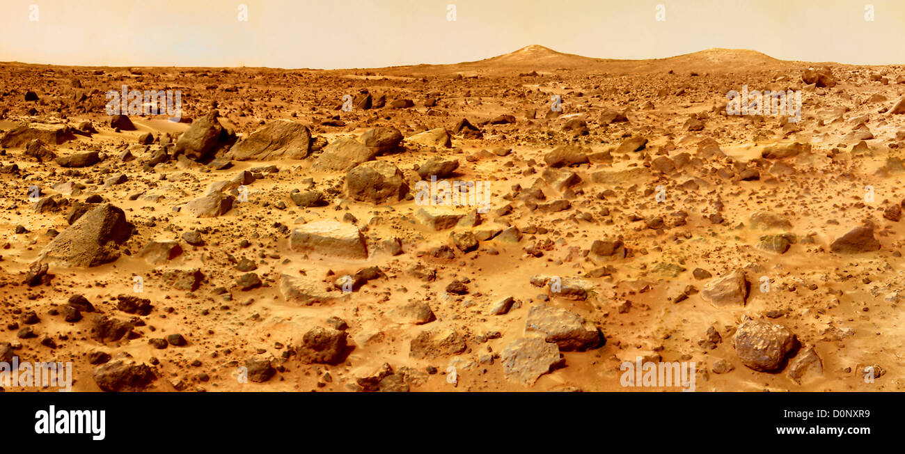 Twin Peaks von Mars in Super Auflösung von Viking Orbiter Stockfoto