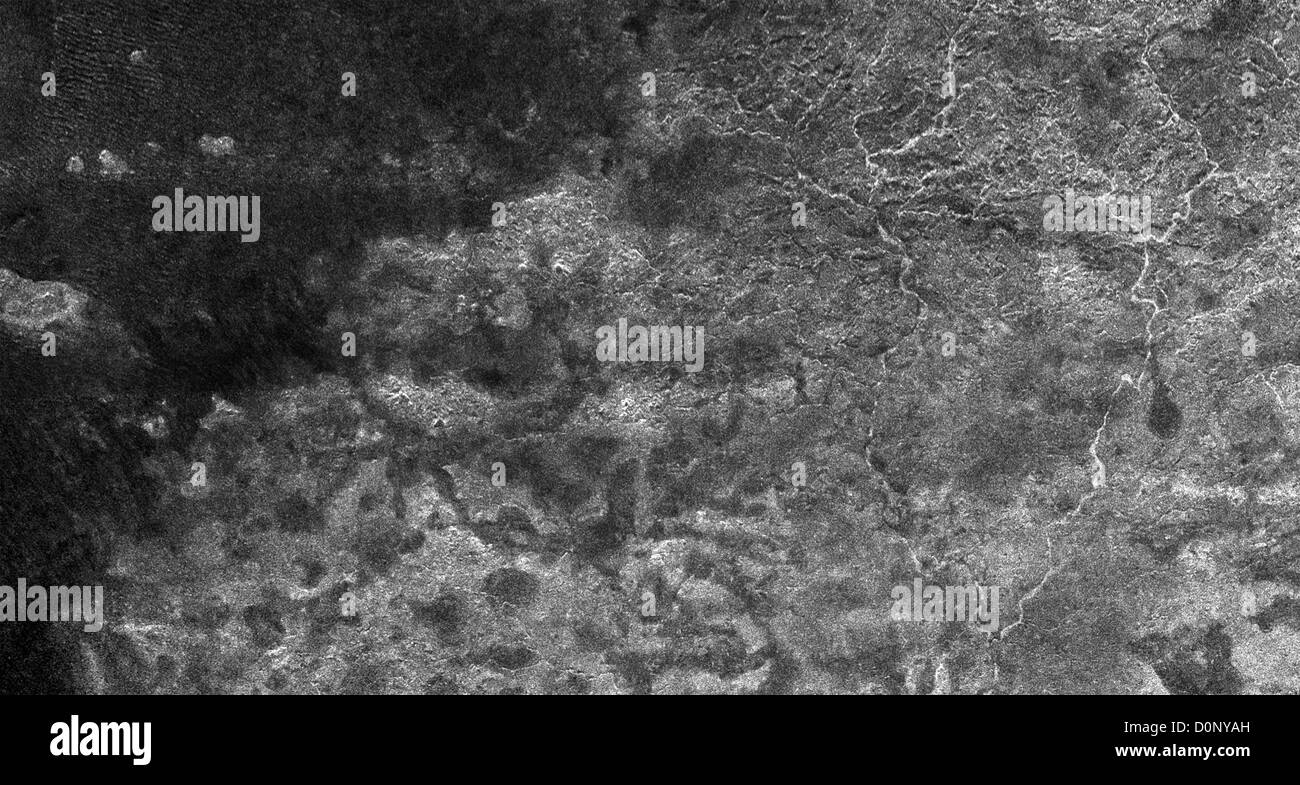 Flüsse von Xanadu auf Titan Stockfoto