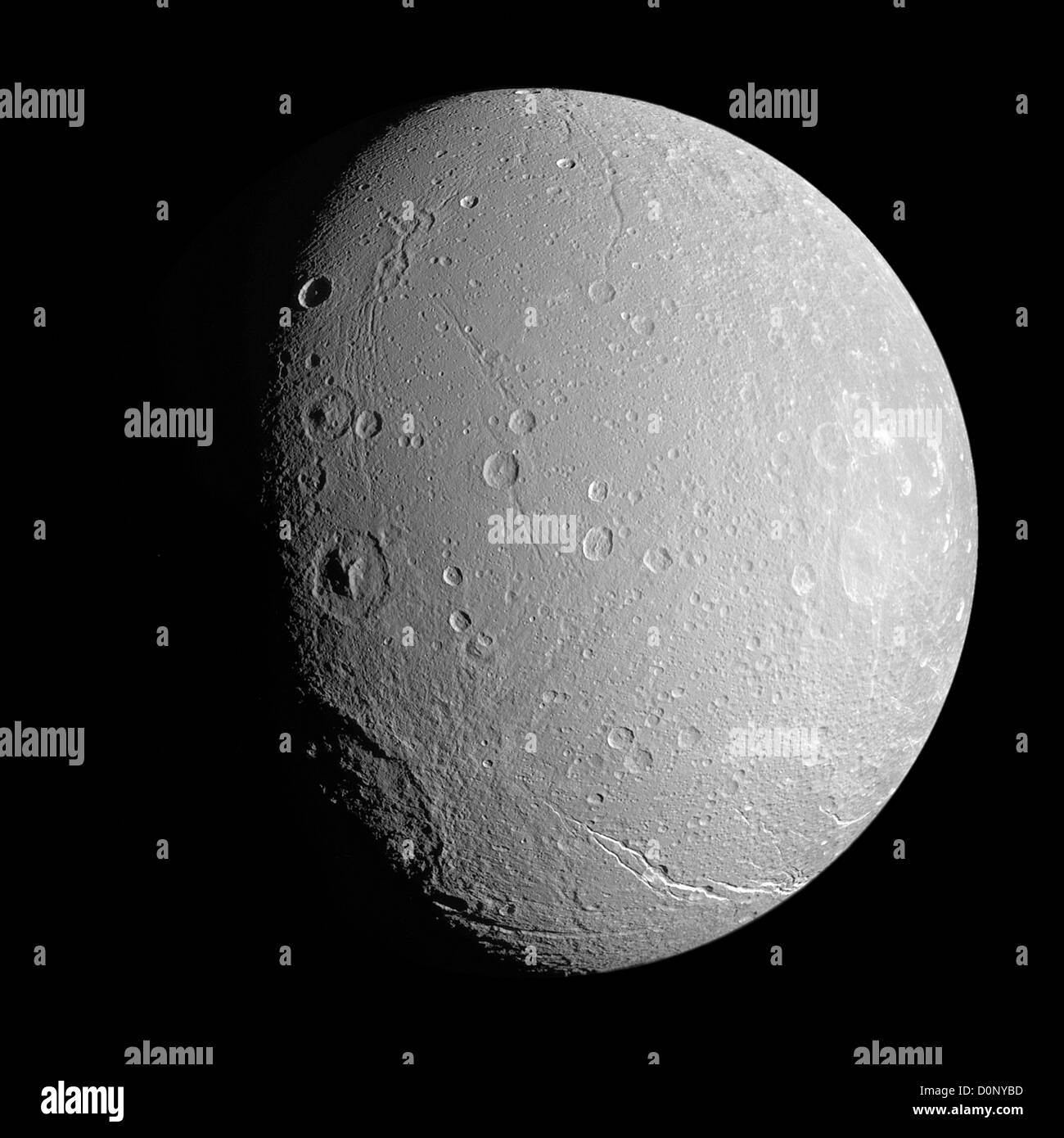 Saturns Mond Dione Stockfoto