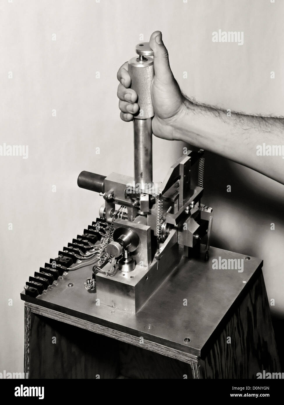 Frühen Flug-Simulator-Steuerknüppel Stockfoto