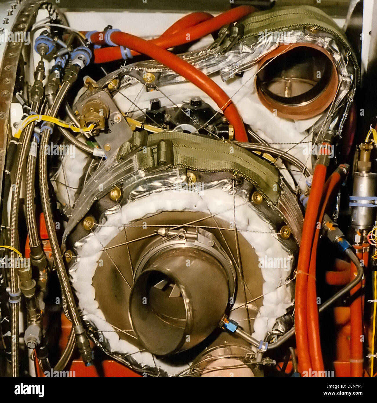 Turbo-Kompressor im oberen Rumpf der f-16 Stockfoto