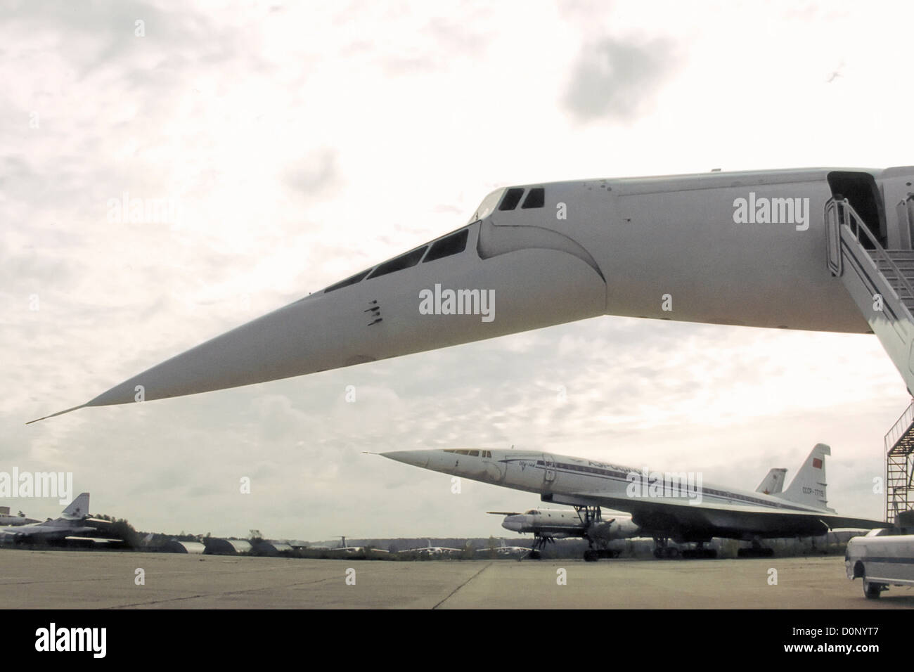 Nase des Überschall Tu-144LL Stockfoto