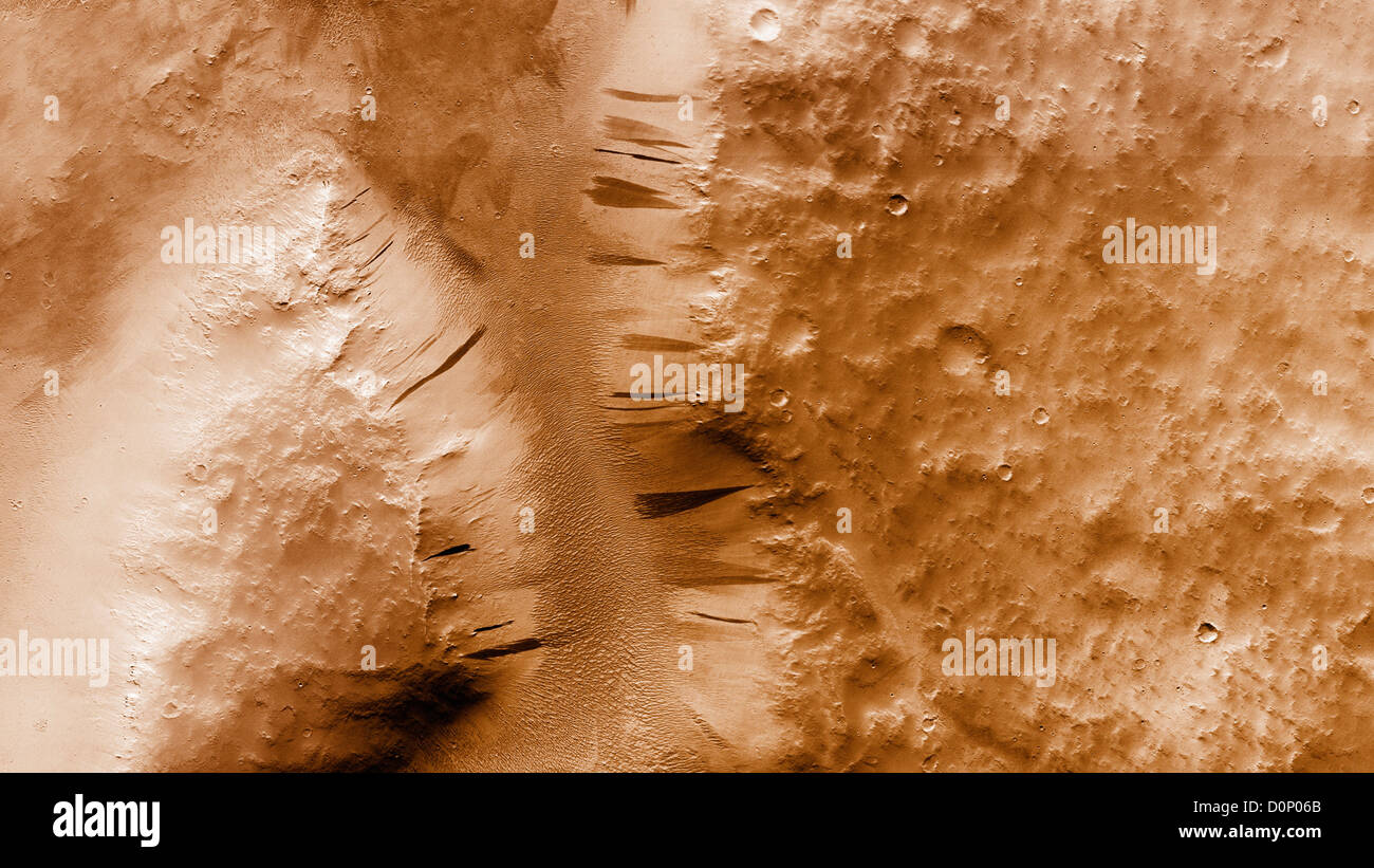 Gestreift Hang in einem Tal von Mars Reconnaissance Orbiter gesehen Stockfoto