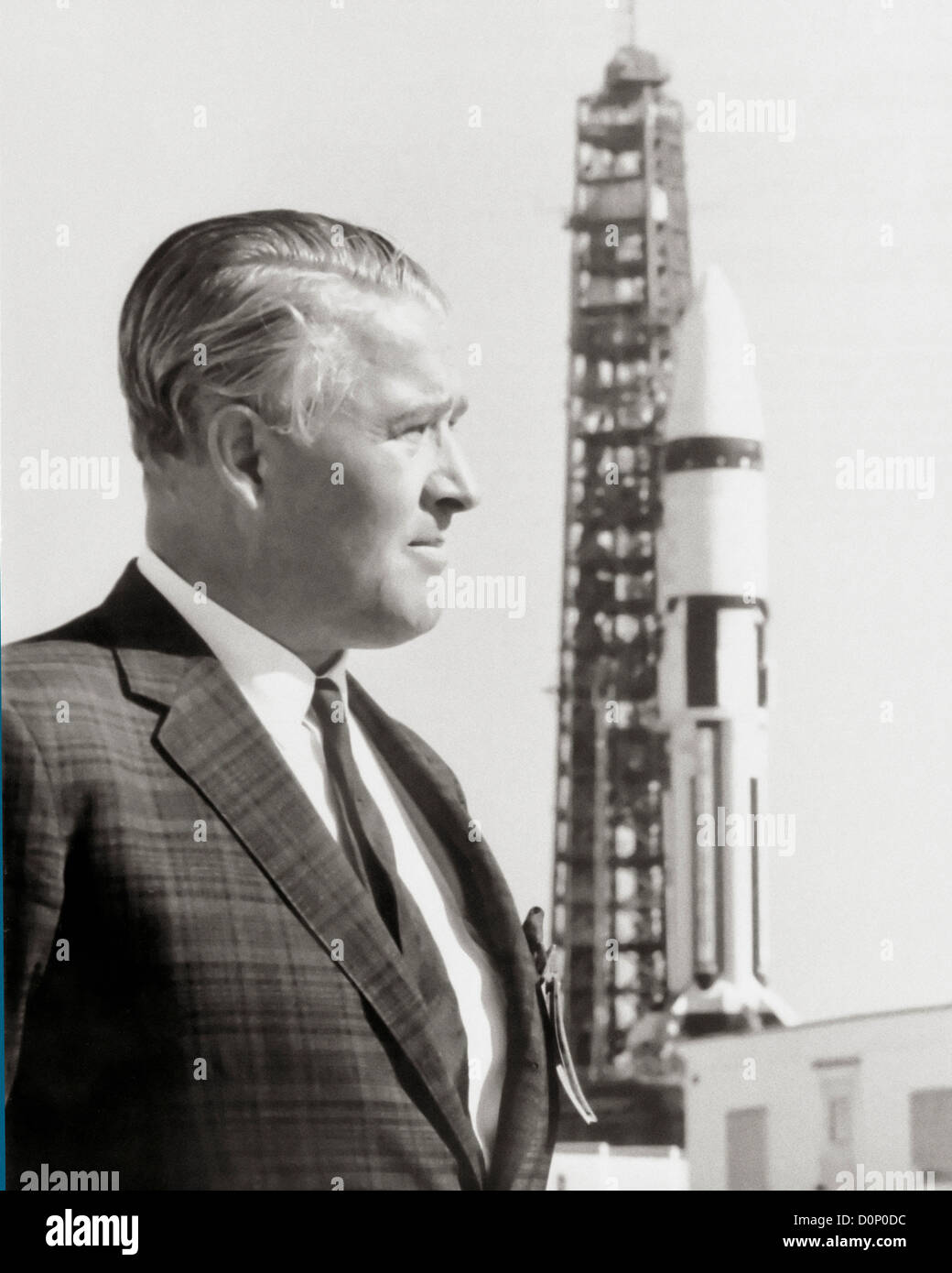 Wernher von Braun und Saturn IB Stockfoto