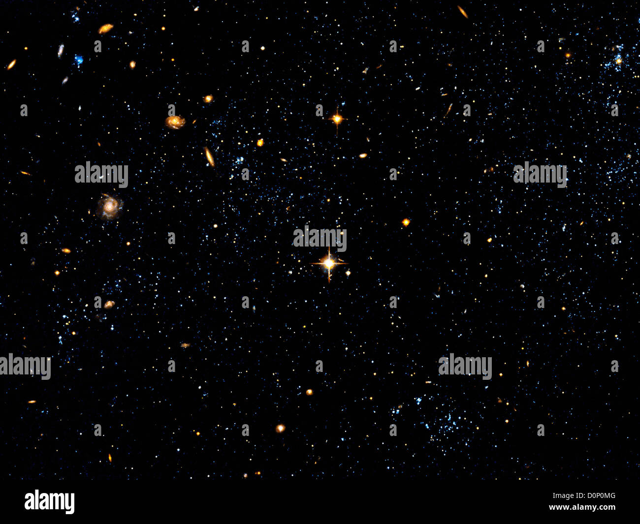 Galaxien und Sternhaufen in Arps Schleife Stockfoto