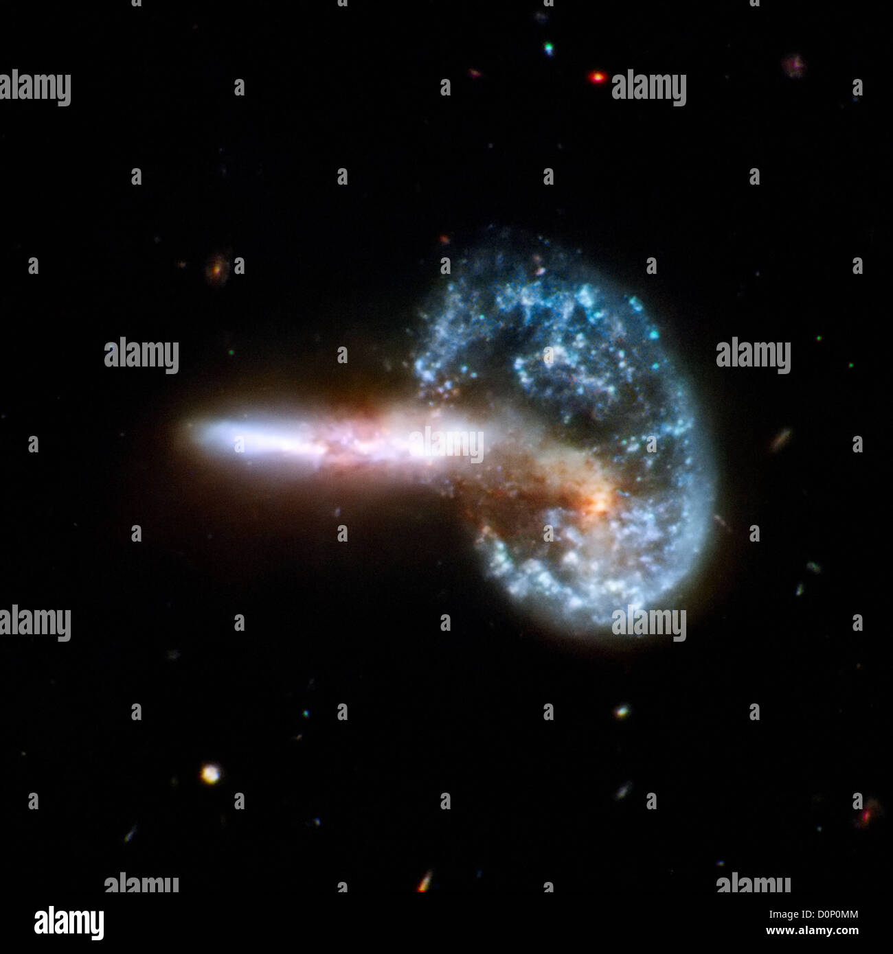 Kollidierende Galaxien von Arp 148 Stockfoto