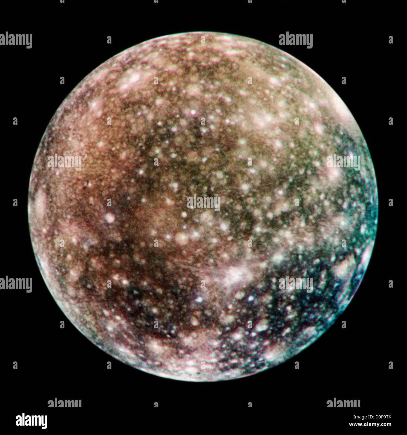 Globale Callisto in Farbe von Galileo Stockfoto