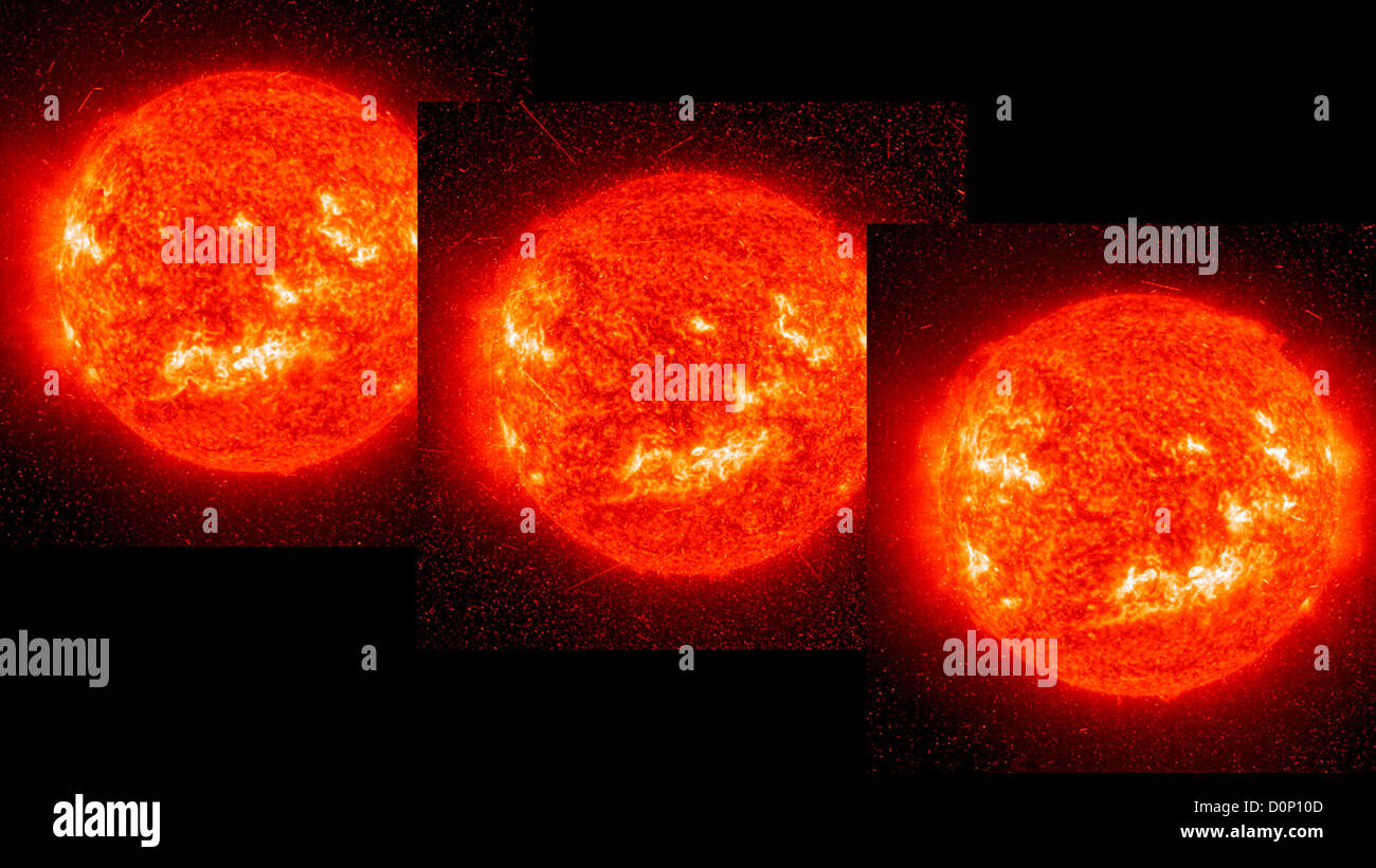 Eine Sonneneruption koronalen Massenauswurf begann hochenergetischen Proton Event, die SOHO-Raumsonde an drei Tagen (24.-26. September beworfen Stockfoto