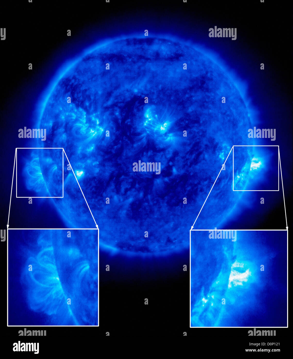 Loop-Strukturen auf der Sonnenoberfläche sind indikativ Sonnenaktivität. Was tatsächlich beobachten wir elektrisch geladen sind Stockfoto