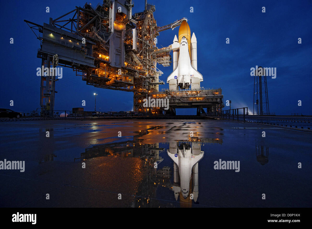 Space Shuttle Atlantis auf Startrampe 39A, vorbereitet für den letzten Flug des Space Shuttle Programms Stockfoto