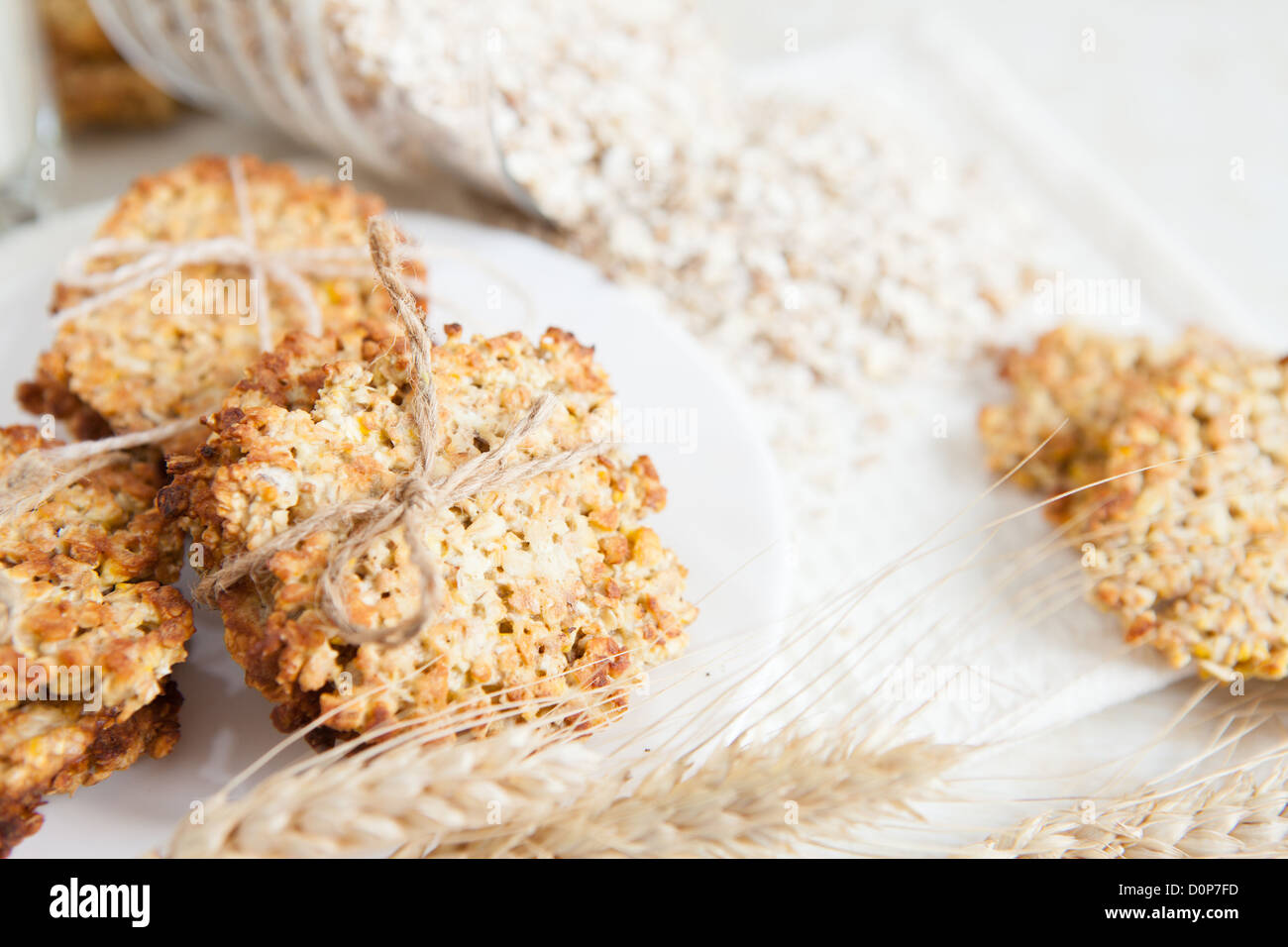 Zusammensetzung von Getreide und Müsli Gebäck, Nahaufnahme Stockfoto