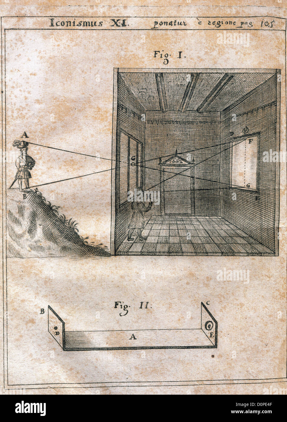 Geschichte der Fotografie. Die Kamera ist unklar. Magia Naturalis Sive de Miraculis Rerum Naturalium (1558) von Giambattista della Porta. Stockfoto