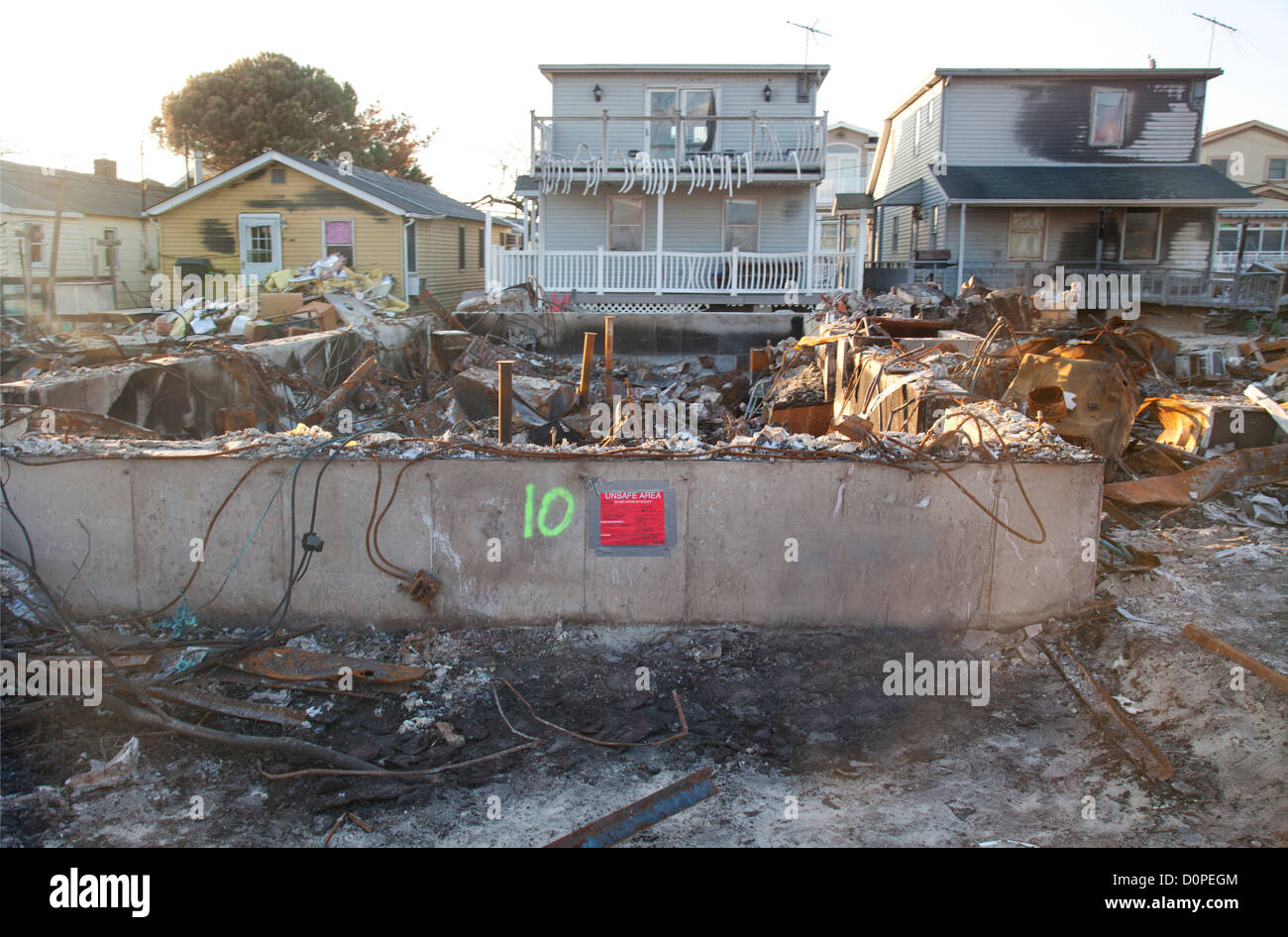 Breezy Point Queens Sandy Sturm Zerstörung Stockfoto