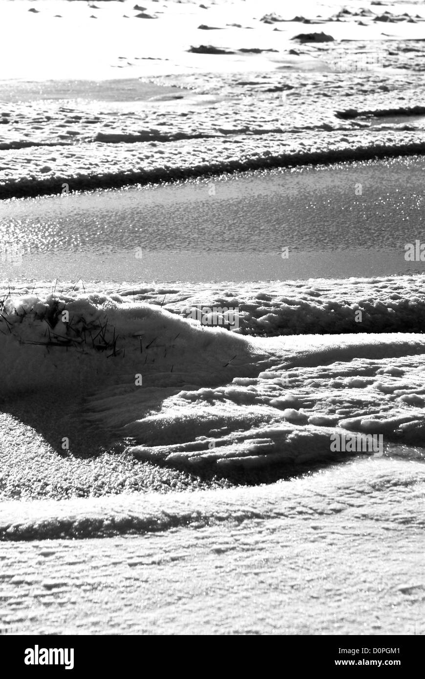 Morecambe Bay Winterszene, B & W Stockfoto