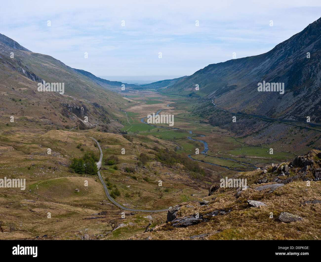 Nach unten Nant Ffrancon in Snowdonia Wales anzeigen Stockfoto