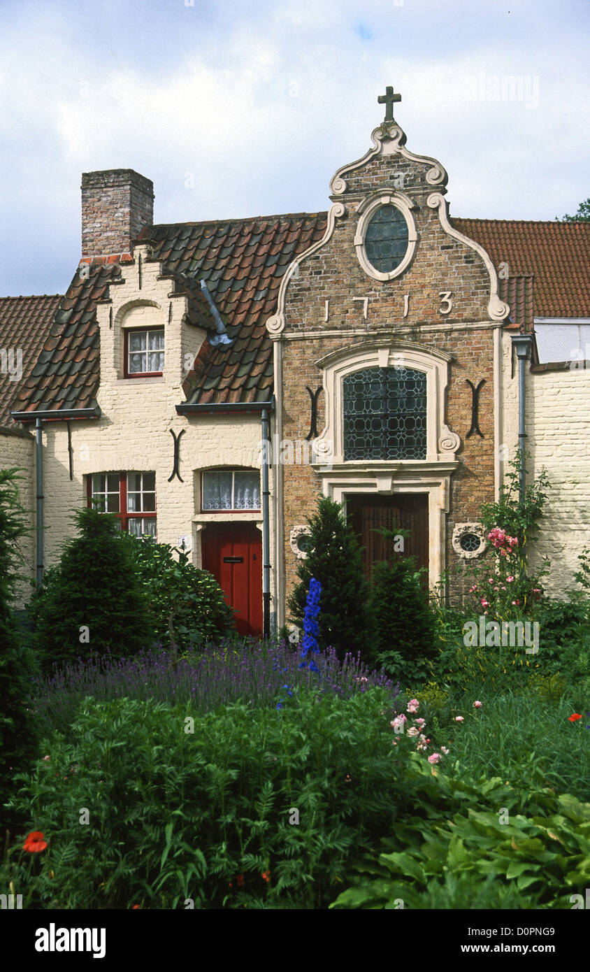 Eine charakteristische Alms House in Brügge Belgien Stockfoto