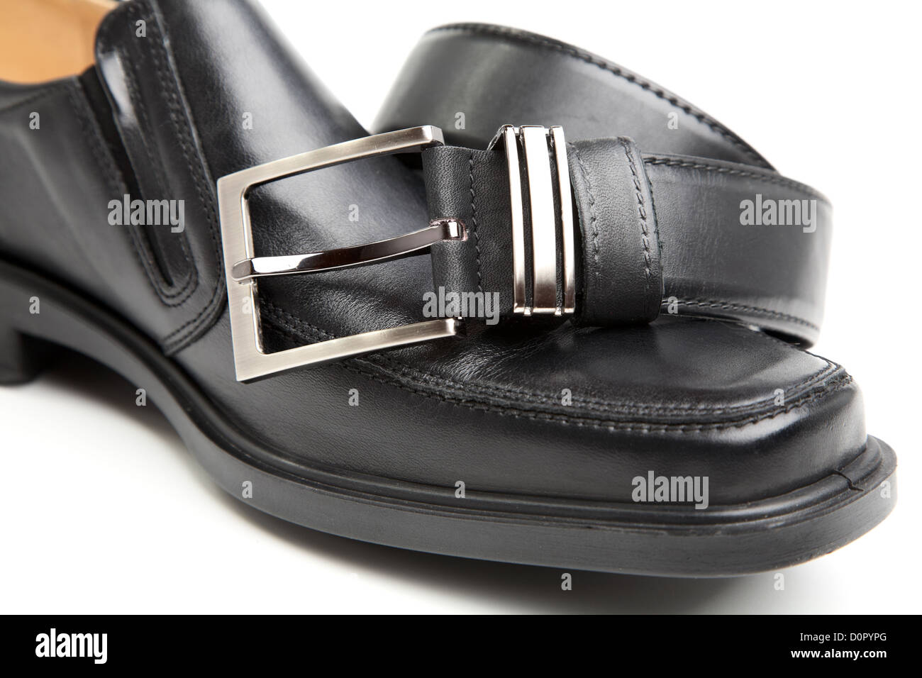 Mannes Stiefel und Gürtel Stockfoto